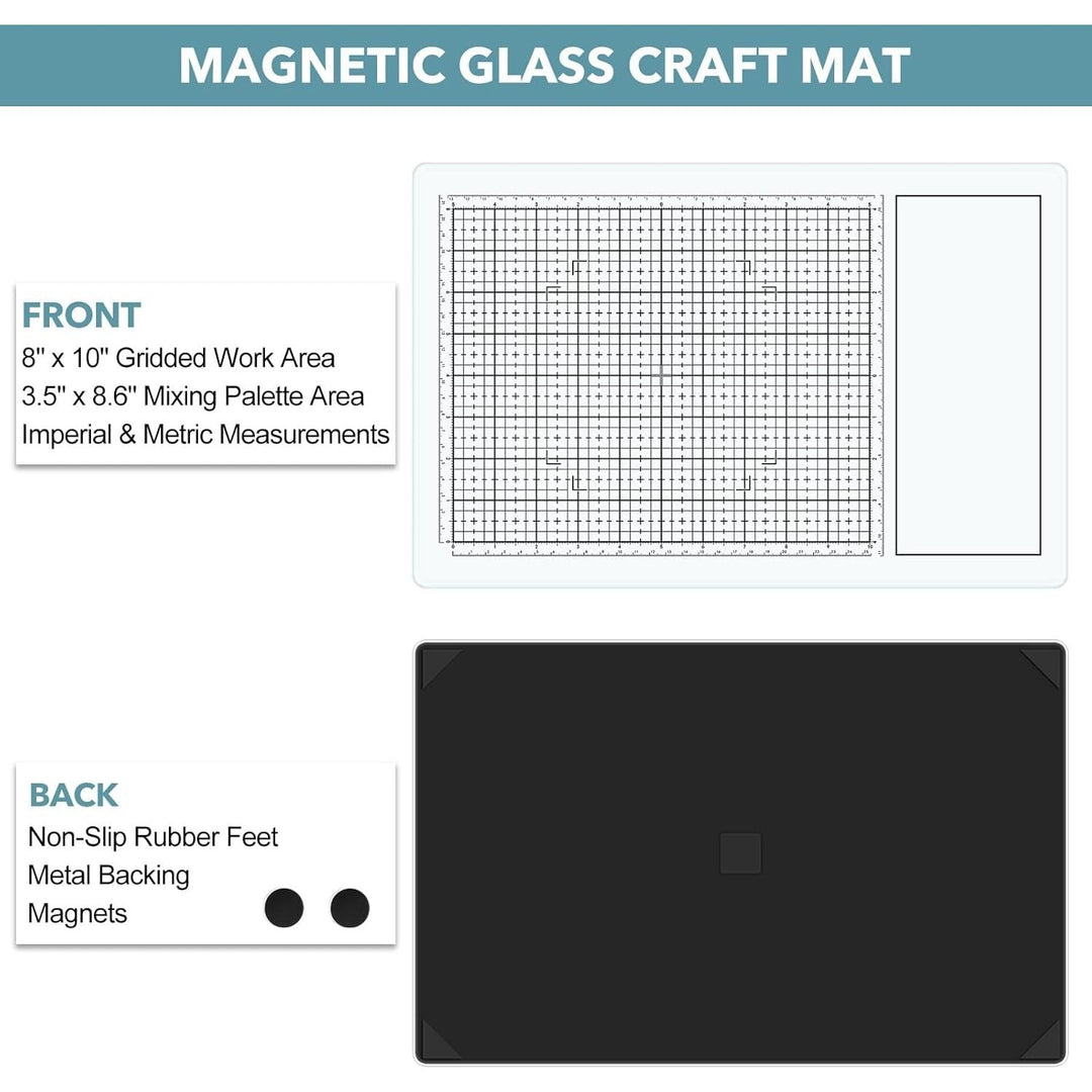 BAOFALI Magnetic Glass Craft Mat; 15.75"x10.24"Heat Resistant Glass Media Cutting Mat W/MagnetsGridlines and Measurements; for Cutting, Stamping, Mixed Media, Heat Embossing and Hot Glue Projects - Just Closeouts Canada Inc.