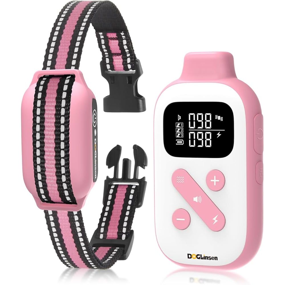 Bark Collar with Remote, 2 - in - 1 Bark and Shock Collar for Small Medium Large Dogs, Smart Anti Barking Dog Training Collar with 5 Adjustable Sensitivity, Vibration, Beep, Shock and Automatic, 2 Collars - Pink - Just Closeouts Canada Inc.
