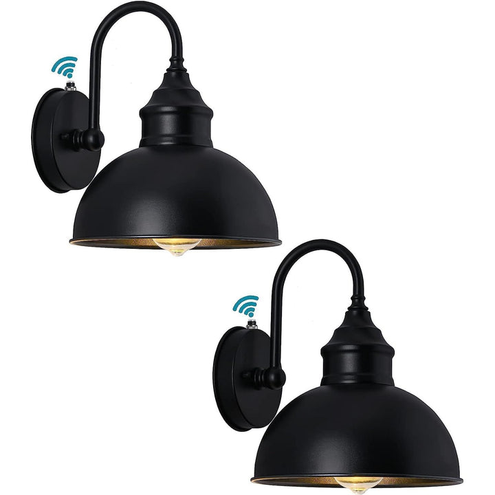 Barn Lights Gooseneck Lights Pack of 2 Style and Function Outdoor Dusk to Dawn Barn Lights, Elegant Gooseneck Lights, Vintage Matte Black Exterior Lighting Fixtures, 9.4" Diameter - Just Closeouts Canada Inc.