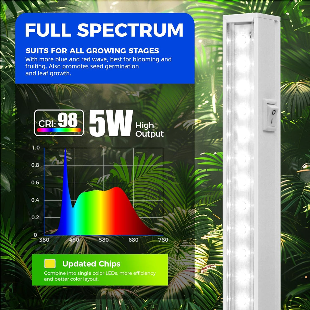Barrina Grow Lights for Indoor Plants, 5000K White Full Spectrum Grow Light, 1ft Plant Growing Lamp, T5 Grow Light Strip, Plug and Play, 4 - Pack - Just Closeouts Canada Inc.