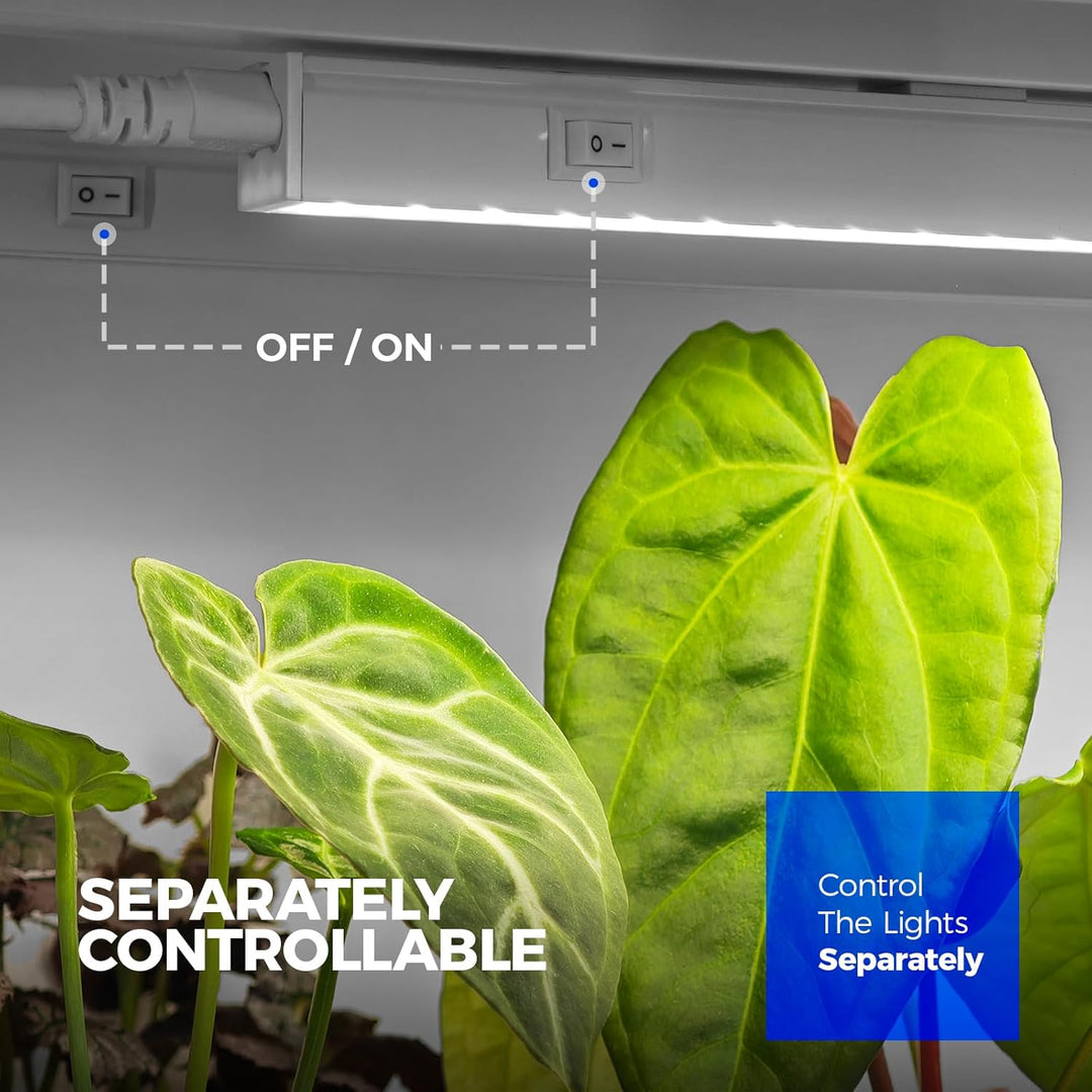 Barrina Grow Lights for Indoor Plants, 5000K White Full Spectrum Grow Light, 1ft Plant Growing Lamp, T5 Grow Light Strip, Plug and Play, 4 - Pack - Just Closeouts Canada Inc.