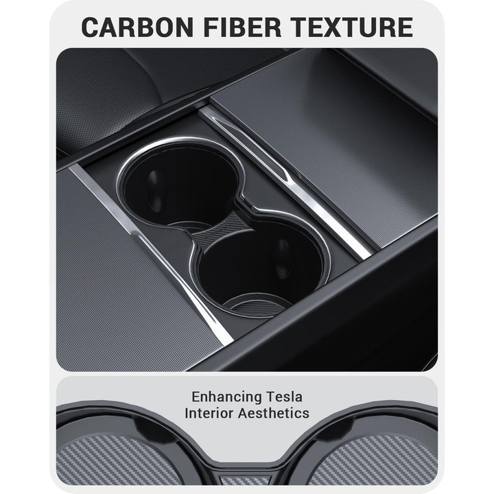 BASENOR Newest Center Console Cup Holder Insert [Carbon Edition] [Fit Trenta Cups] for Tesla Model 3 Highland 2024 2025 - Just Closeouts Canada Inc.