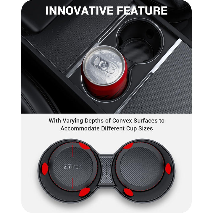 BASENOR Newest Center Console Cup Holder Insert [Carbon Edition] [Fit Trenta Cups] for Tesla Model 3 Highland 2024 2025 - Just Closeouts Canada Inc.
