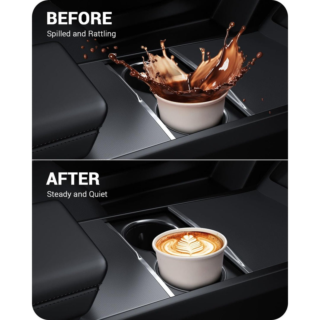 BASENOR Newest Center Console Cup Holder Insert [Carbon Edition] [Fit Trenta Cups] for Tesla Model 3 Highland 2024 2025 - Just Closeouts Canada Inc.