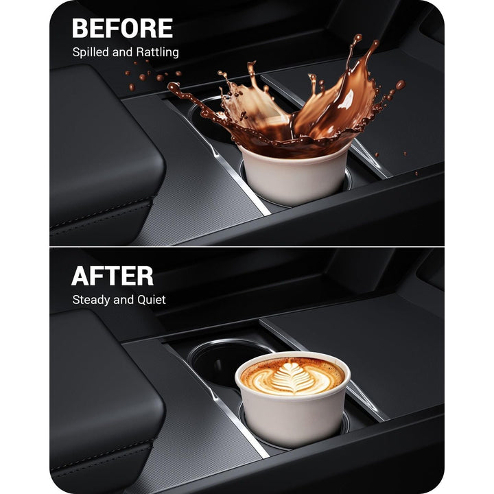 BASENOR Newest Center Console Cup Holder Insert [Carbon Edition] [Fit Trenta Cups] for Tesla Model 3 Highland 2024 2025 - Just Closeouts Canada Inc.
