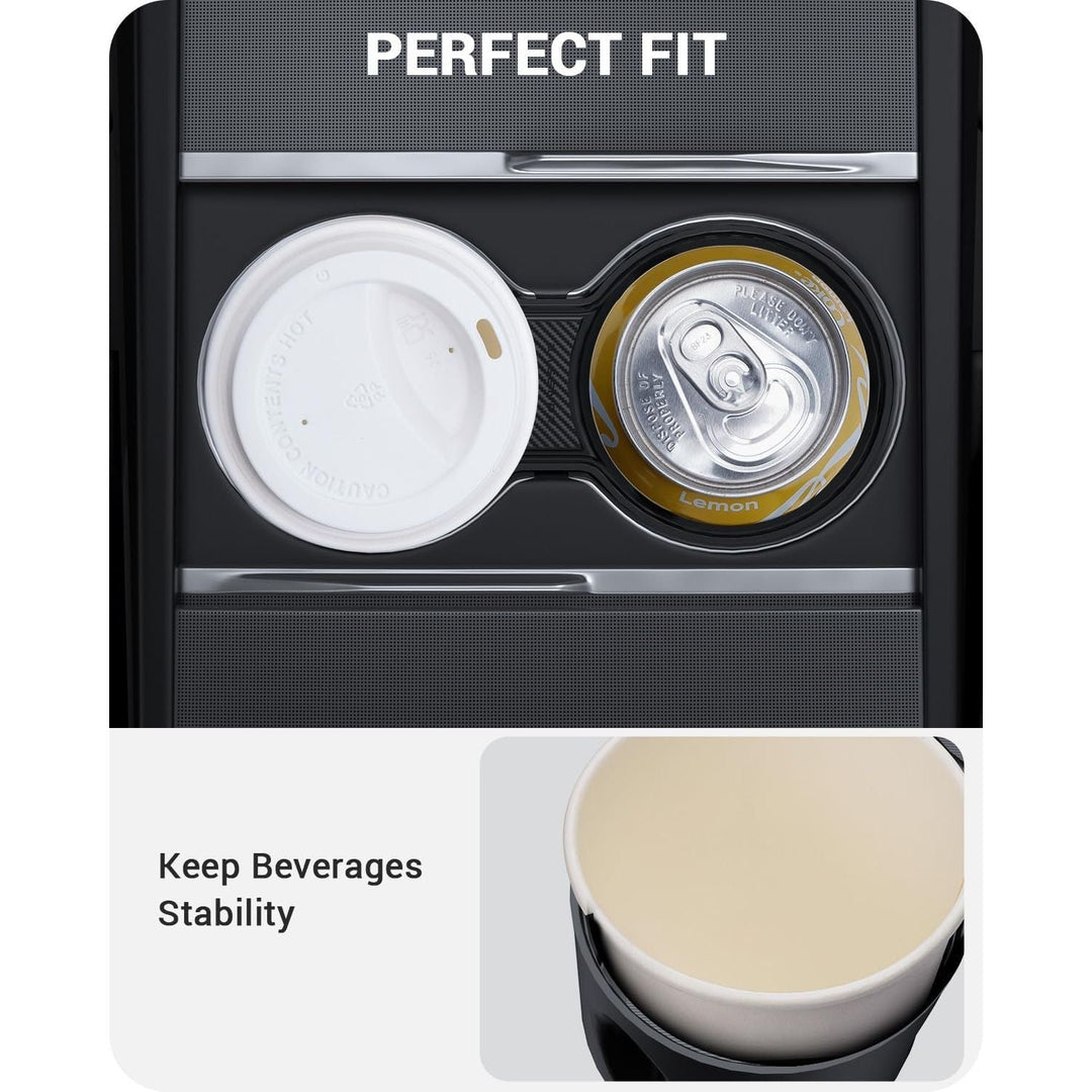 BASENOR Newest Center Console Cup Holder Insert [Carbon Edition] [Fit Trenta Cups] for Tesla Model 3 Highland 2024 2025 - Just Closeouts Canada Inc.