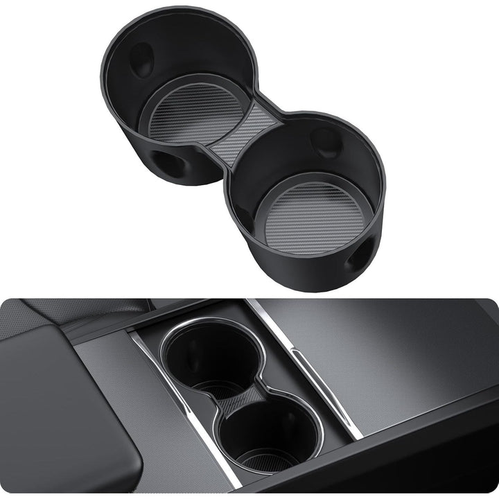 BASENOR Newest Center Console Cup Holder Insert [Carbon Edition] [Fit Trenta Cups] for Tesla Model 3 Highland 2024 2025 - Just Closeouts Canada Inc.