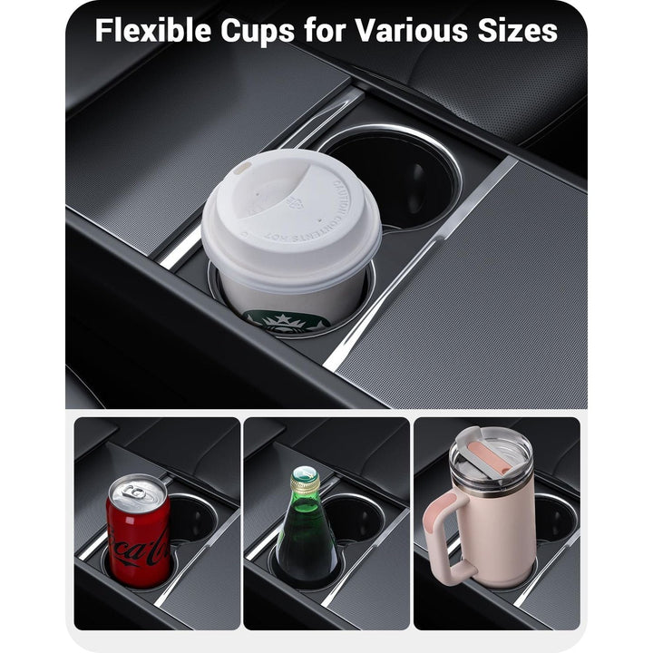 BASENOR Newest Center Console Cup Holder Insert [Carbon Edition] [Fit Trenta Cups] for Tesla Model 3 Highland 2024 2025 - Just Closeouts Canada Inc.
