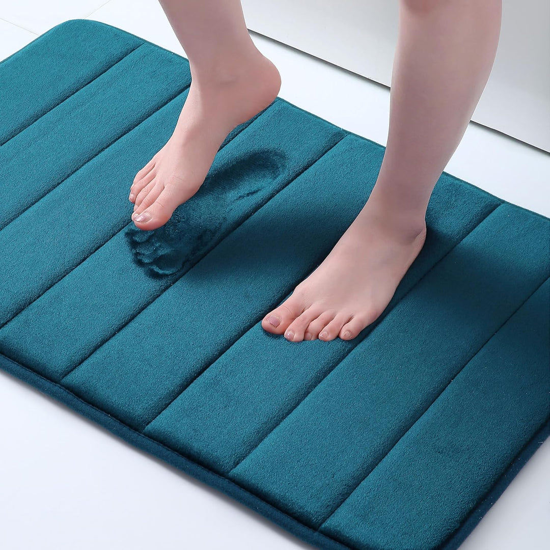 Bath Mat Soft Memory Foam Bathroom 16" x 24" Peacock Blue - Just Closeouts Canada Inc.