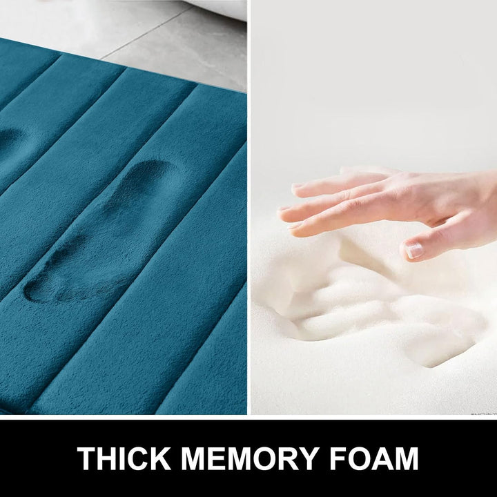 Bath Mat Soft Memory Foam Bathroom 16" x 24" Peacock Blue - Just Closeouts Canada Inc.