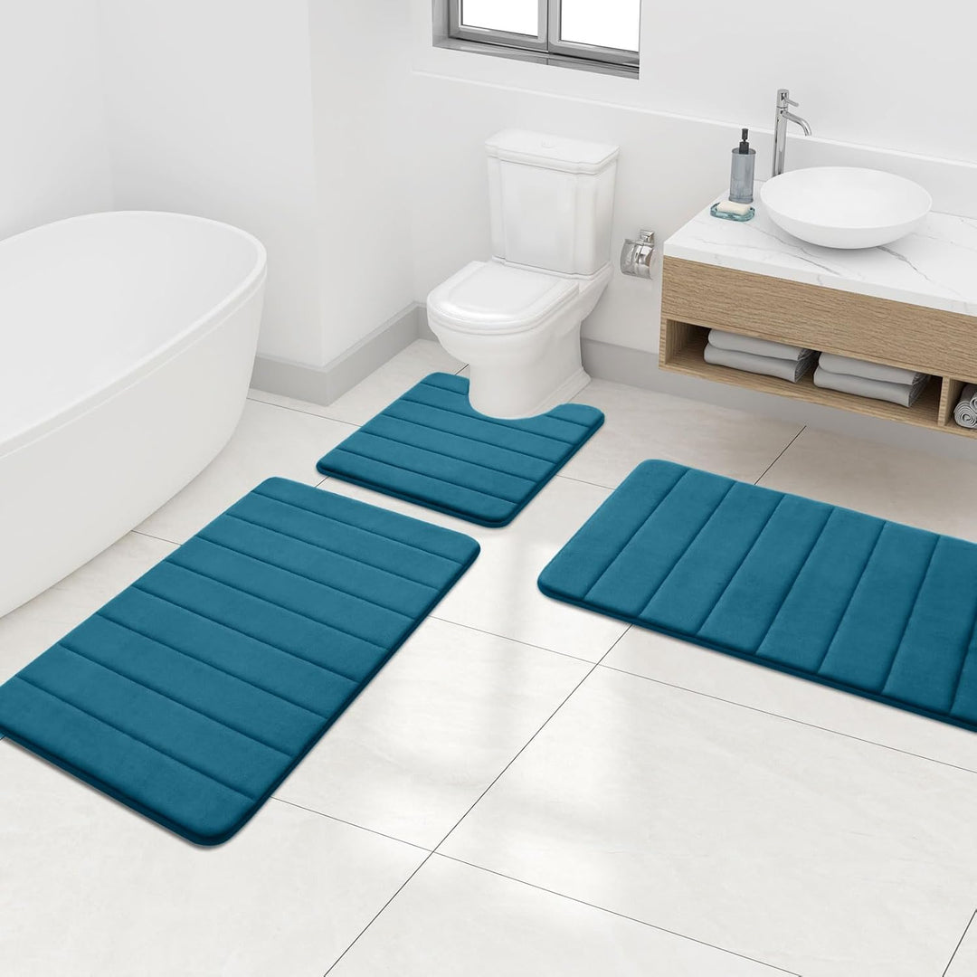 Bath Mat Soft Memory Foam Bathroom 16" x 24" Peacock Blue - Just Closeouts Canada Inc.