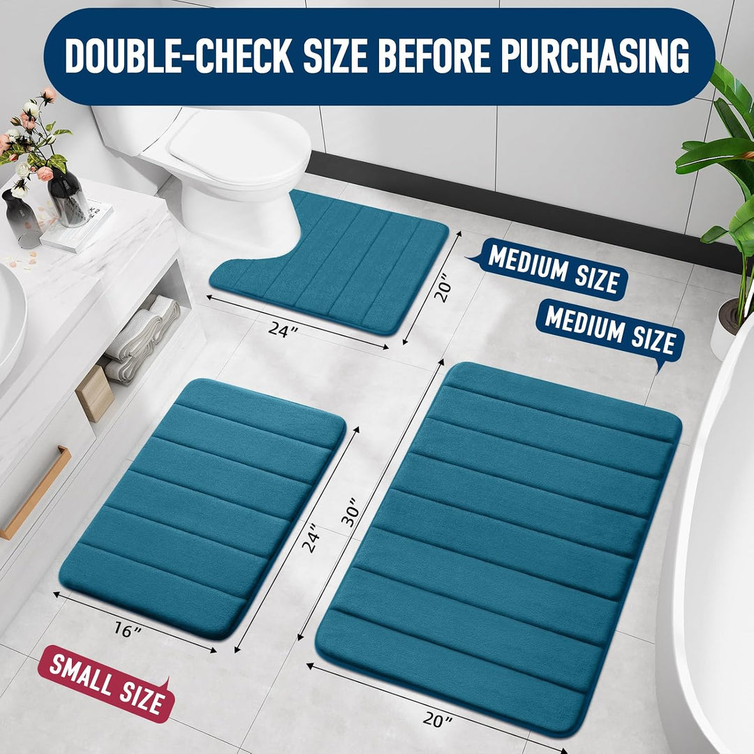 Bath Mat Soft Memory Foam Bathroom 16" x 24" Peacock Blue - Just Closeouts Canada Inc.