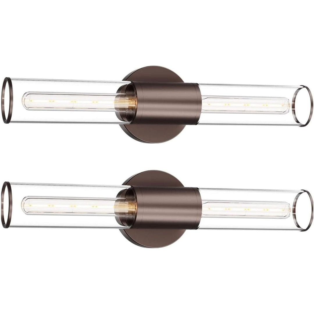 Bathroom Vanity Light Fixture, 2 - Light Oil Rubbed Bronze Wall Sconce Lighting Fixture with Clear Glass, Indoor E26 Stocket Wall Lamp for Mirror Living Room Hallway, 2 Pack - Just Closeouts Canada Inc.