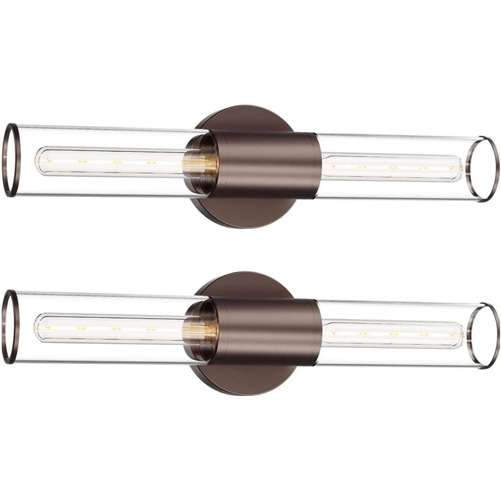 Bathroom Vanity Light Fixture, 2 - Light Oil Rubbed Bronze Wall Sconce Lighting Fixture with Clear Glass, Indoor E26 Stocket Wall Lamp for Mirror Living Room Hallway, 2 Pack - Just Closeouts Canada Inc.