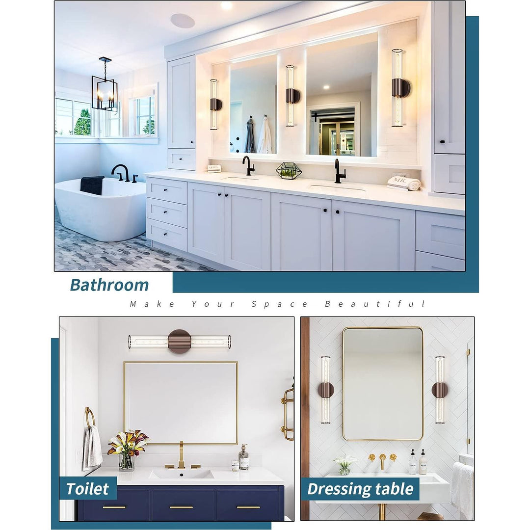 Bathroom Vanity Light Fixture, 2 - Light Oil Rubbed Bronze Wall Sconce Lighting Fixture with Clear Glass, Indoor E26 Stocket Wall Lamp for Mirror Living Room Hallway, 2 Pack - Just Closeouts Canada Inc.