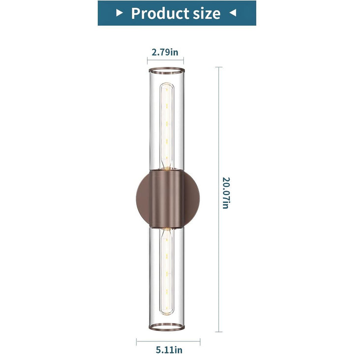 Bathroom Vanity Light Fixture, 2 - Light Oil Rubbed Bronze Wall Sconce Lighting Fixture with Clear Glass, Indoor E26 Stocket Wall Lamp for Mirror Living Room Hallway, 2 Pack - Just Closeouts Canada Inc.