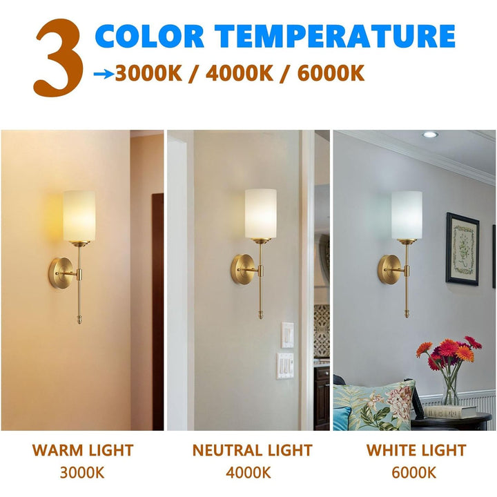 Battery Operated Wall Sconces Set of Two, Rechargeable Wireless Dimmable LED Lights with Remote Control, Modern Gold & Glass Design for Bedroom, Living Room - 2 - Pack - Just Closeouts Canada Inc.