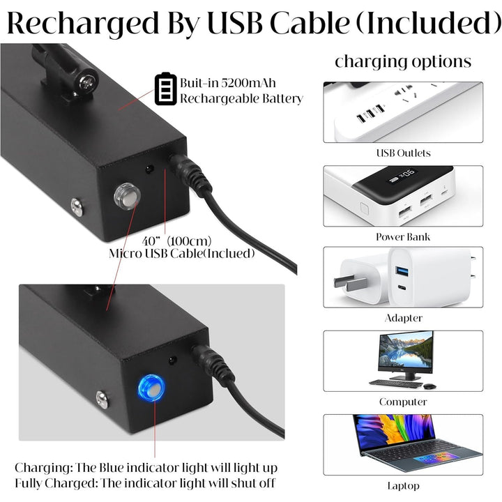 Battery Picture Lights Rechargeable Picture Lights Wall Art Accent Light 16" Black - Just Closeouts Canada Inc.