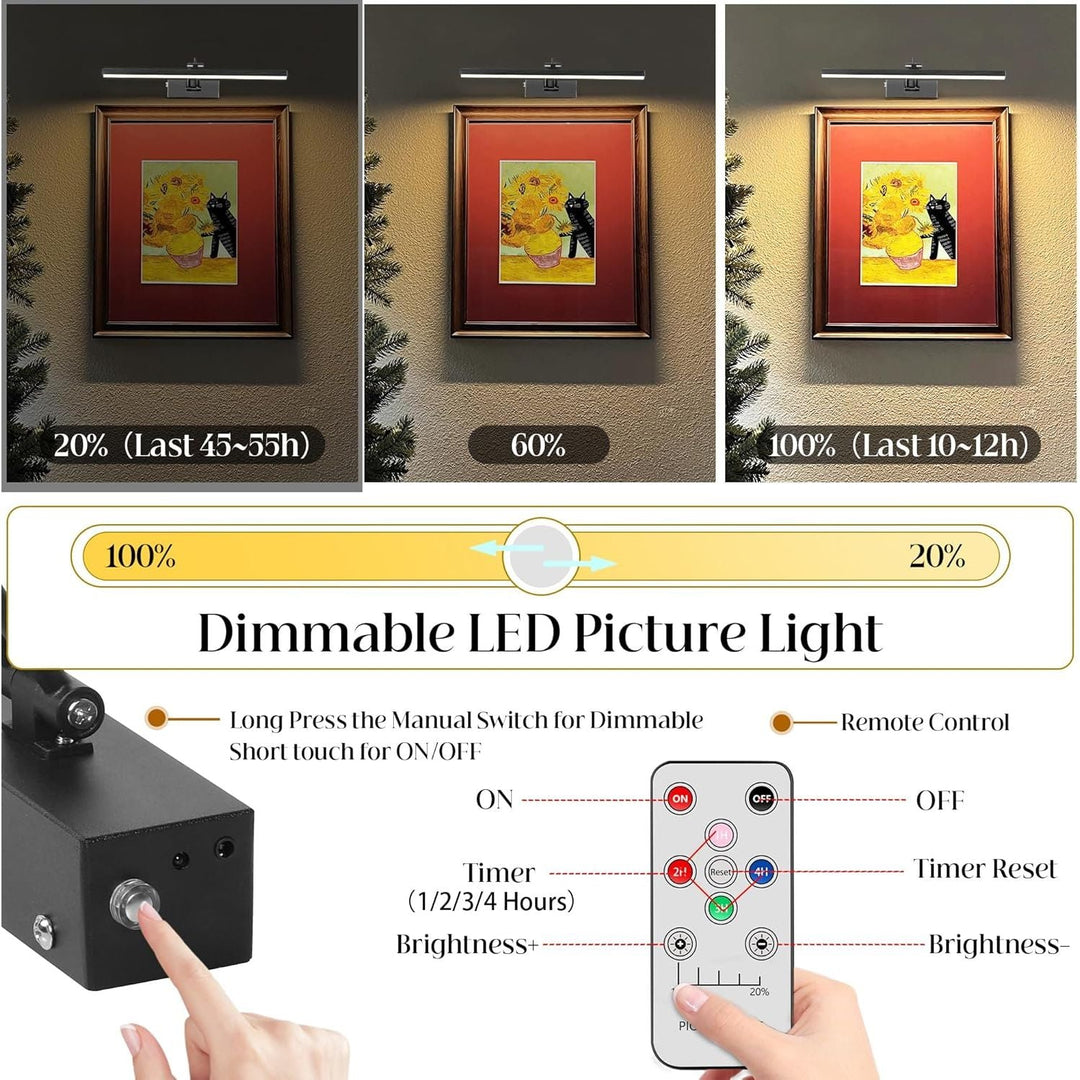 Battery Picture Lights Rechargeable Picture Lights Wall Art Accent Light 16" Black - Just Closeouts Canada Inc.