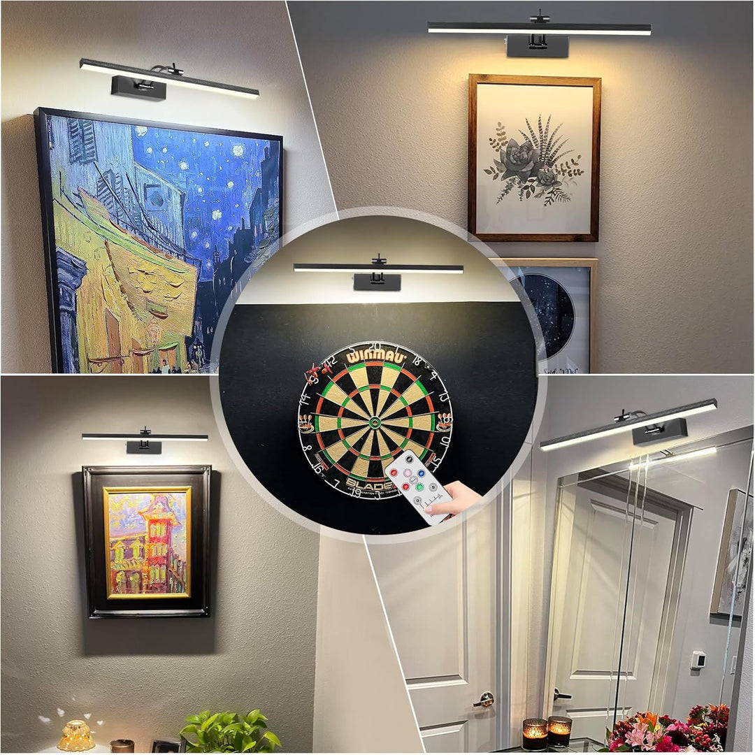 Battery Picture Lights Rechargeable Picture Lights Wall Art Accent Light 16" Black - Just Closeouts Canada Inc.