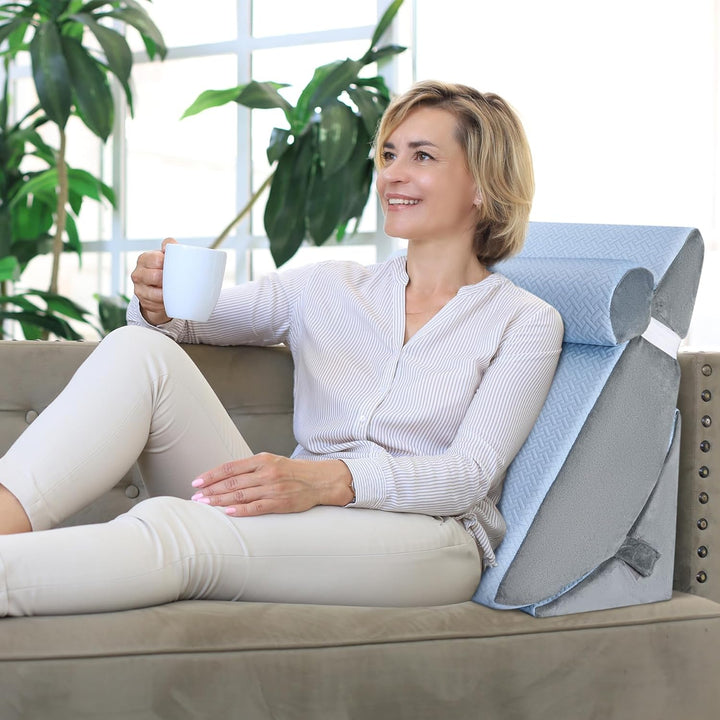 Bed Wedge Pillow for Sleeping, Adjustable 7 &12 Inch Foam Wedge Pillow for Post Surgery, Elevated Triangle Pillow for Acid Reflux, Back Pain Relief, Leg Support 3pack - Just Closeouts Canada Inc.