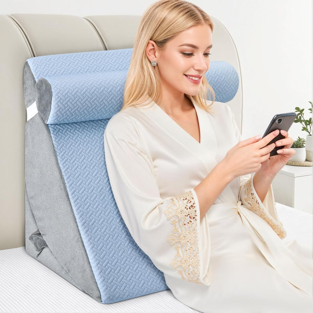 Bed Wedge Pillow for Sleeping, Adjustable 7 &12 Inch Foam Wedge Pillow for Post Surgery, Elevated Triangle Pillow for Acid Reflux, Back Pain Relief, Leg Support 3pack - Just Closeouts Canada Inc.