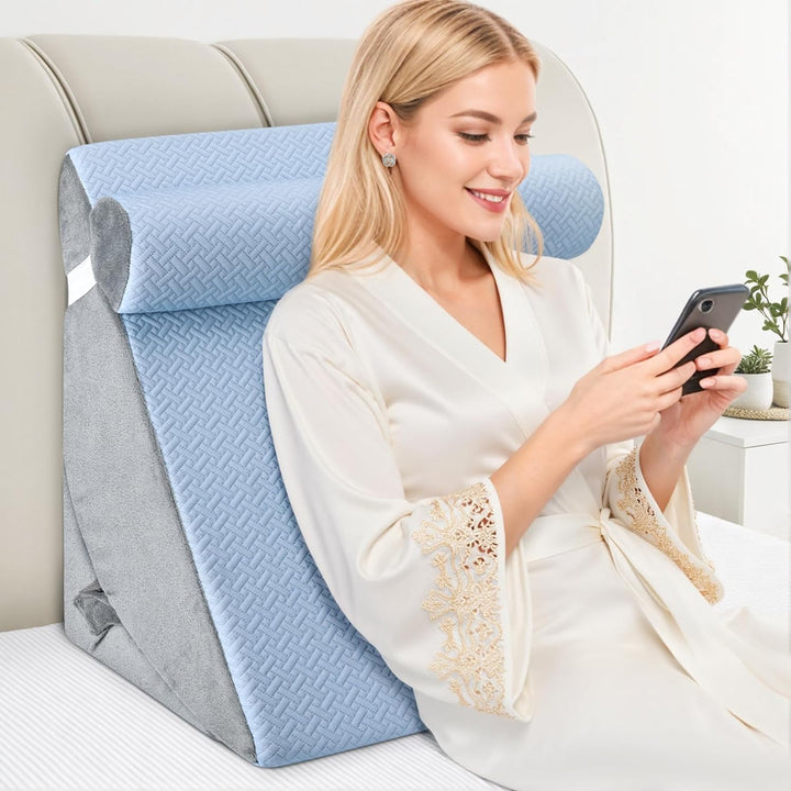 Bed Wedge Pillow for Sleeping, Adjustable 7 &12 Inch Foam Wedge Pillow for Post Surgery, Elevated Triangle Pillow for Acid Reflux, Back Pain Relief, Leg Support 3pack - Just Closeouts Canada Inc.