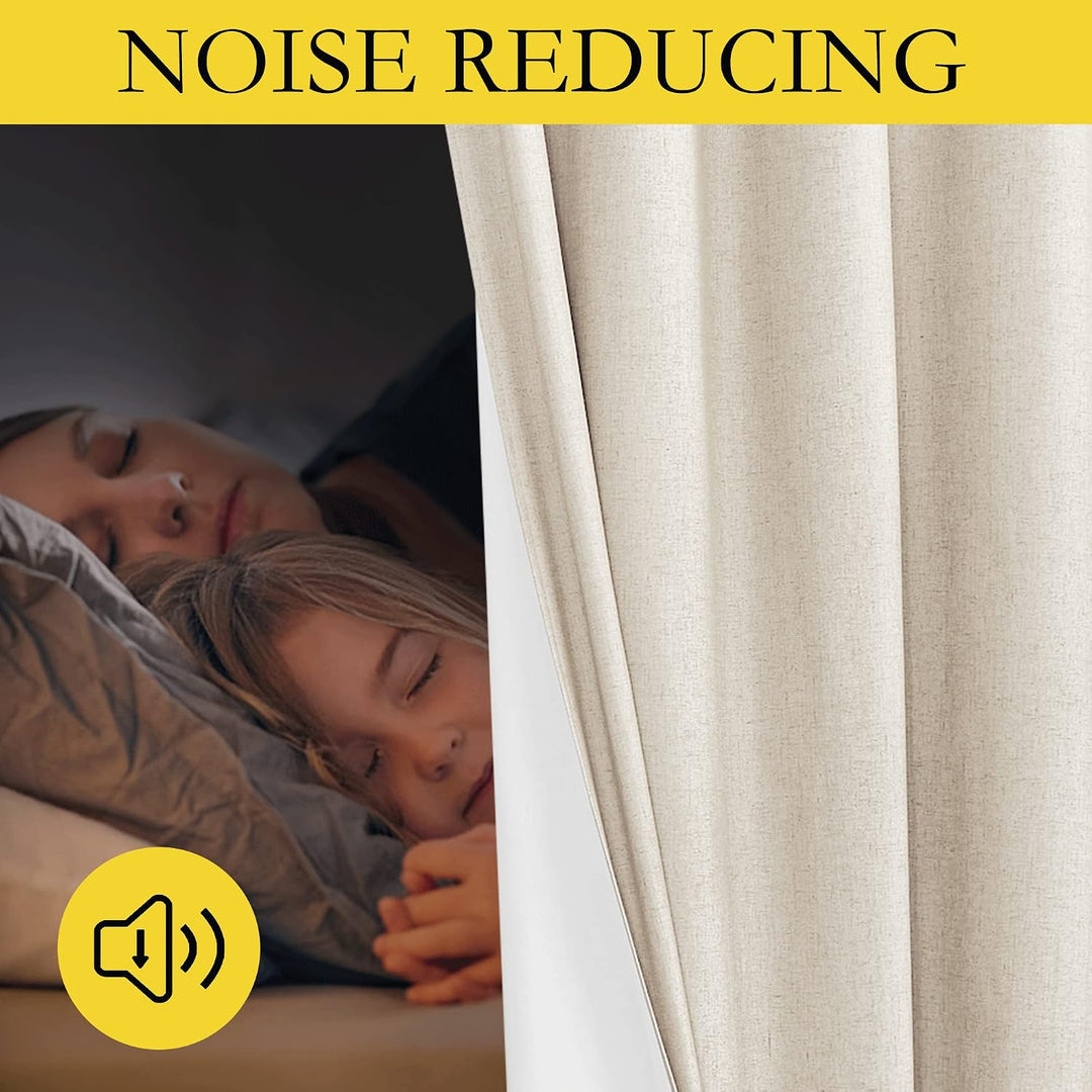 Beige Blackout Grommet Curtains with White Liner, 52 x 84 in, Set of 2 - Just Closeouts Canada Inc.