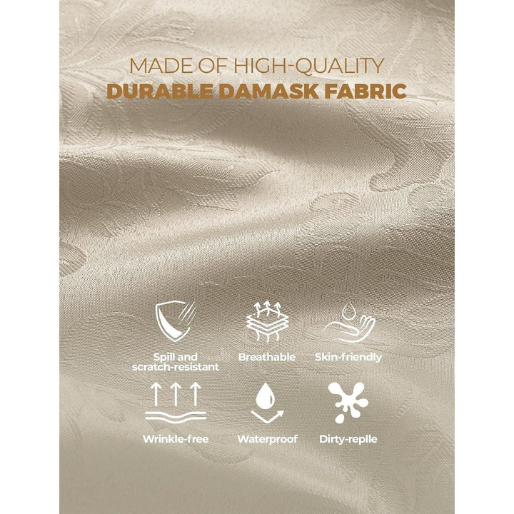 Beige Floral Table Cloths Rectangular 60 x 84 Inch (6-8 Seats),Waterproof & Stain Resistant Wrinkle-Free Damask Tablecloth Covers for Dining Kitchen Buffet Table, Wedding Indoor Outdoor - Just Closeouts Canada Inc.X004O46URV