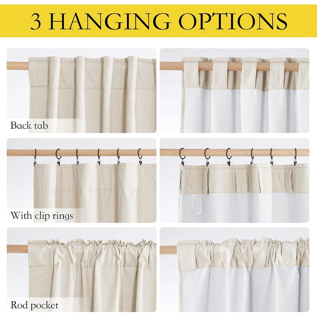 Beige Linen-Blend Blackout Curtains, 2 Panels, 52 x 84 in - Just Closeouts Canada Inc.