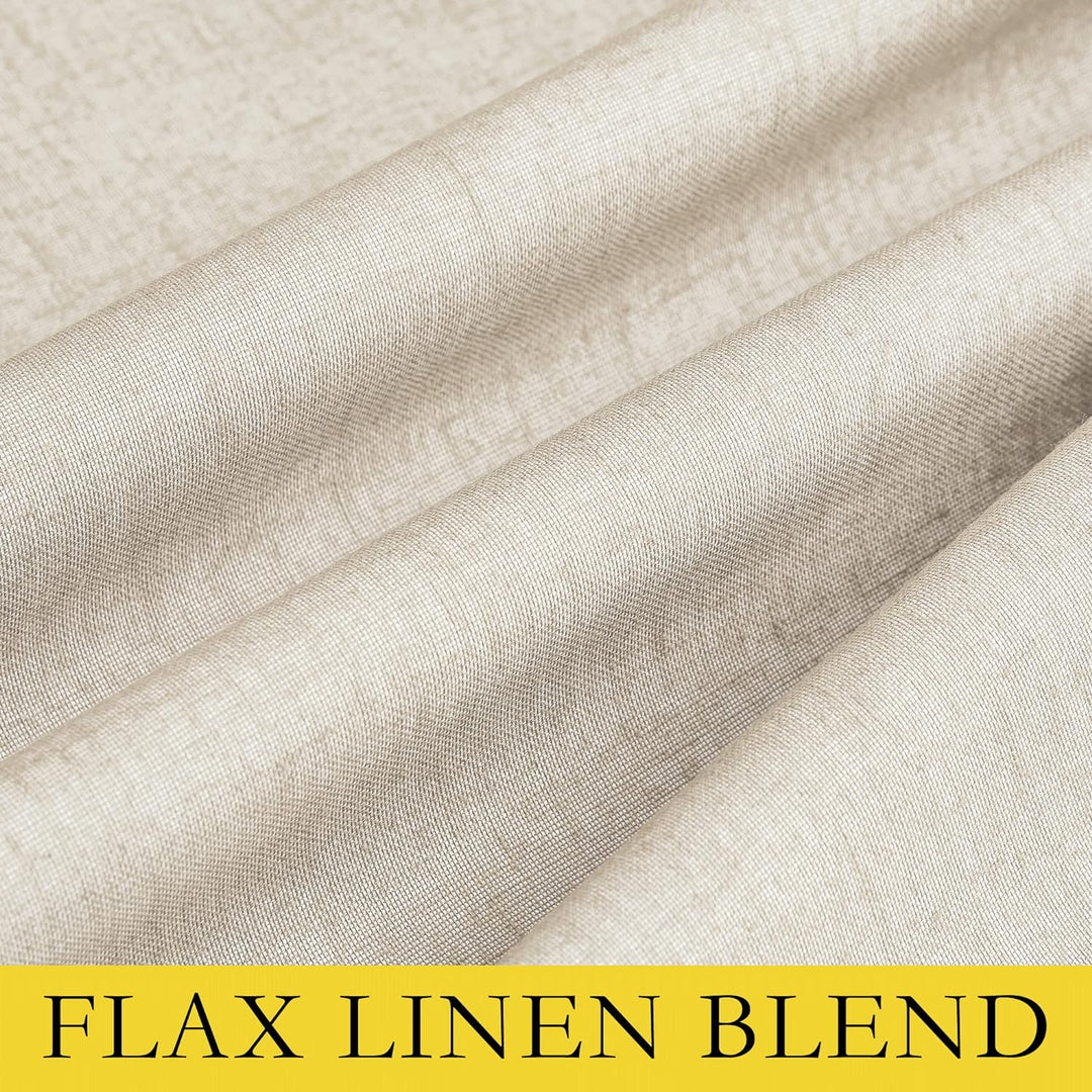 Beige Linen-Blend Blackout Grommet Curtains, 52 x 95 in, 2 Panels - Just Closeouts Canada Inc.