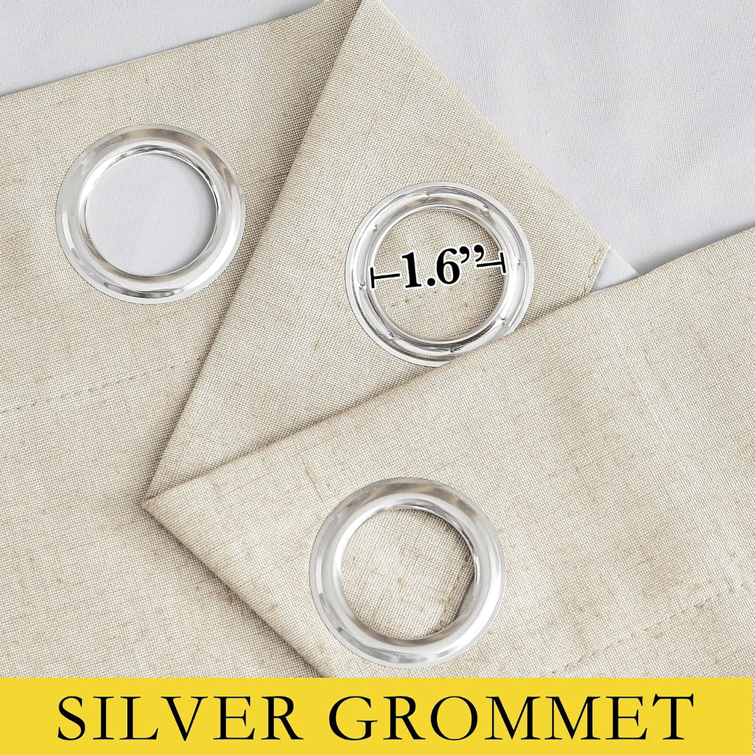 Beige Linen-Blend Blackout Grommet Curtains, 52 x 95 in, 2 Panels - Just Closeouts Canada Inc.
