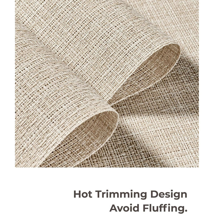 Beige Placemats Set of 12 - Heat Resistant Non - Slip Place mats for Dining Table, Washable Durable PVC Vinyl Woven Table Mats - Just Closeouts Canada Inc.
