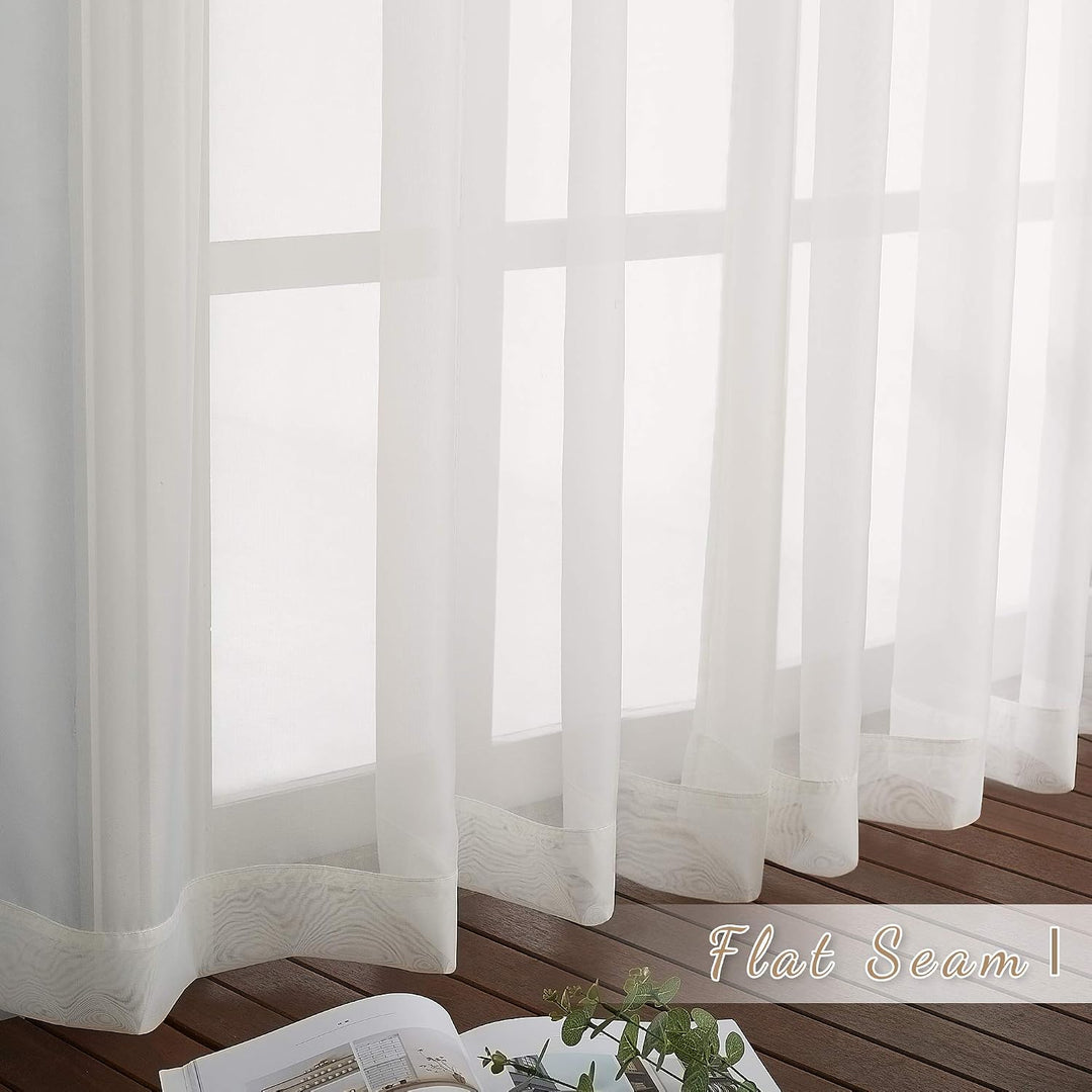 Beige Sheer Voile Grommet Curtains, 54 x 84 in, 2 Panels - Just Closeouts Canada Inc.