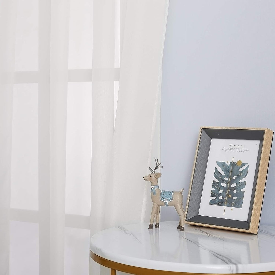 Beige Sheer Voile Grommet Curtains, 54 x 84 in, 2 Panels - Just Closeouts Canada Inc.