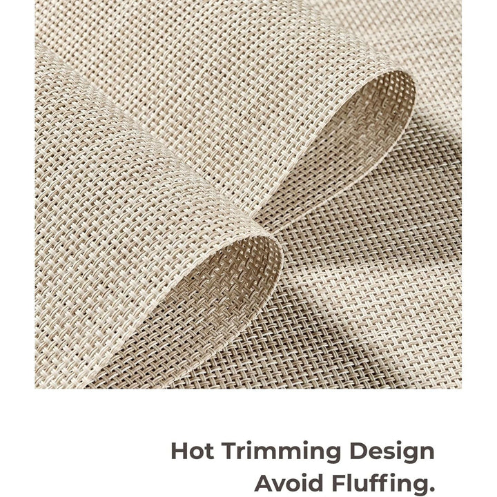 Beige White Placemats Set of 6 - Heat Resistant Non - Slip Place mats for Dining Table, Washable Durable PVC Vinyl Woven Table Mats(Beige White, 6) - Just Closeouts Canada Inc.