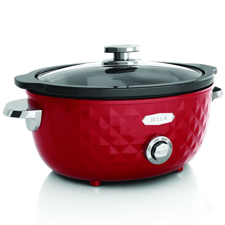 BELLA 13778 Diamonds Collection Manual Slow Cooker, 6 - Quart, Red - Just Closeouts Canada Inc.
