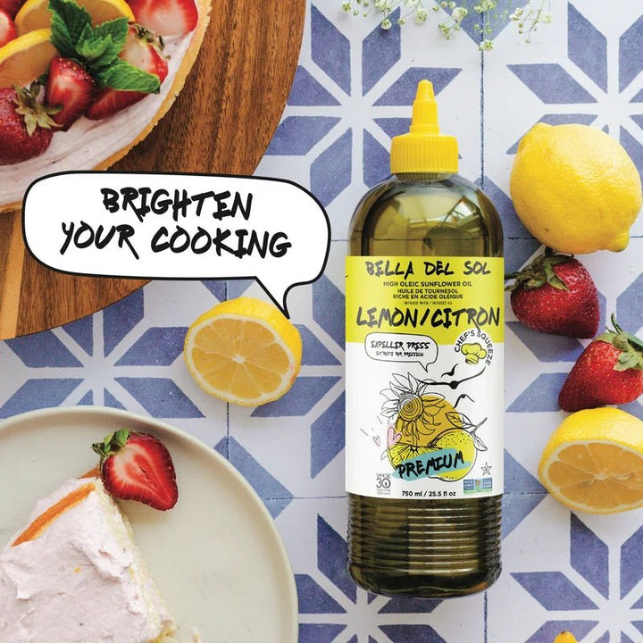 Bella Del Sol Premium High Oleic Sunflower Oil Infused with Lemon, 750 ml - Just Closeouts Canada Inc.