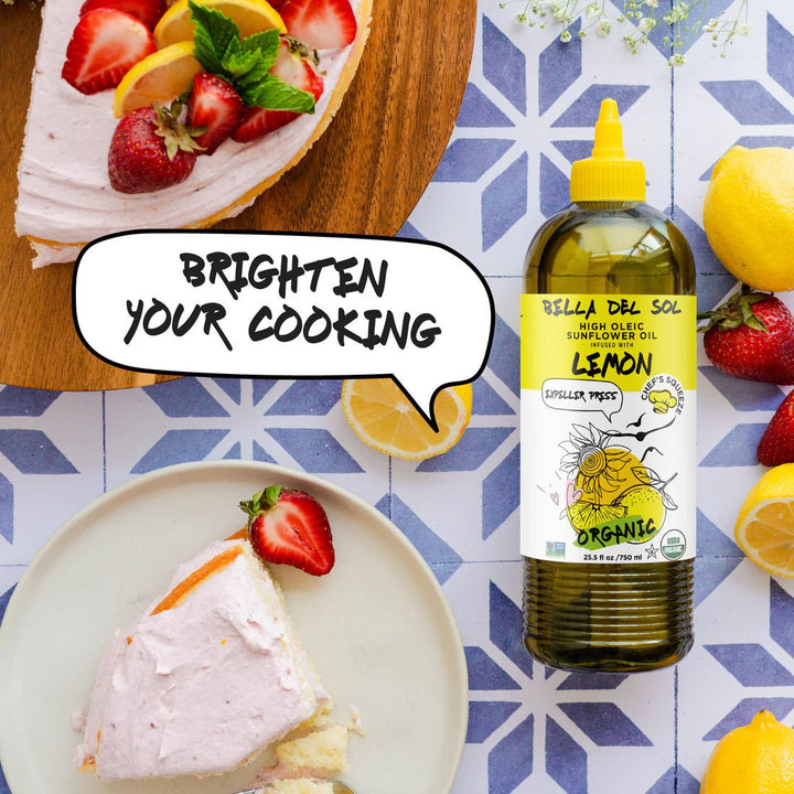 Bella Del Sol Squeezable Organic High Oleic Sunflower Oil Infused with Lemon, 750ml - Just Closeouts Canada Inc.