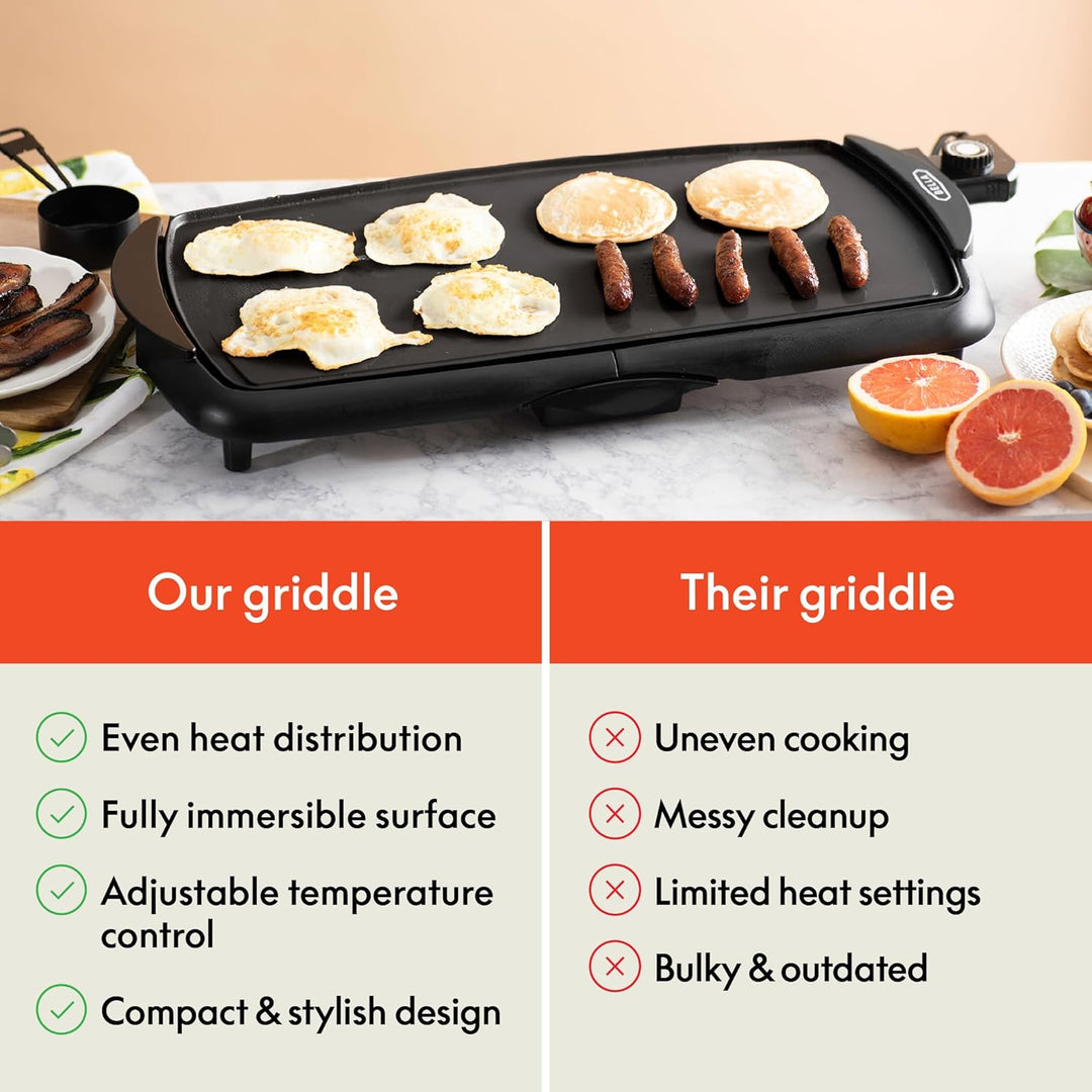 Bella Extra Large Electric Griddle, 10.5" x 20", Black - 1500W - Just Closeouts Canada Inc.