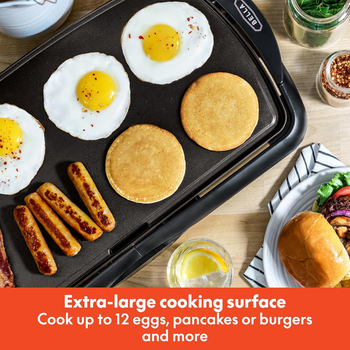 Bella Extra Large Electric Griddle, 10.5" x 20", Black - 1500W - Just Closeouts Canada Inc.