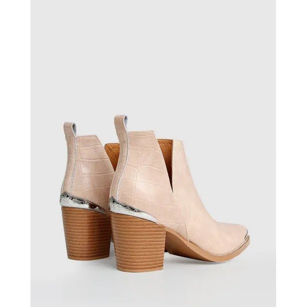 Belle & Bloom Austin Croc Embossed Ankle Boot - Blush - Just Closeouts Canada Inc.9343608108510