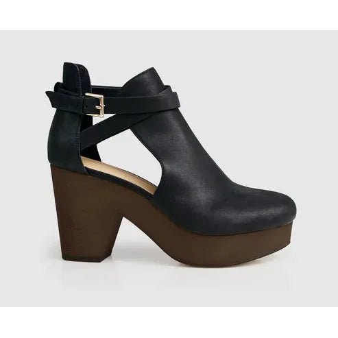 Belle & Bloom Fearless Clog Ankle Boot - Black/Chocolate - Just Closeouts Canada Inc.9343608119165