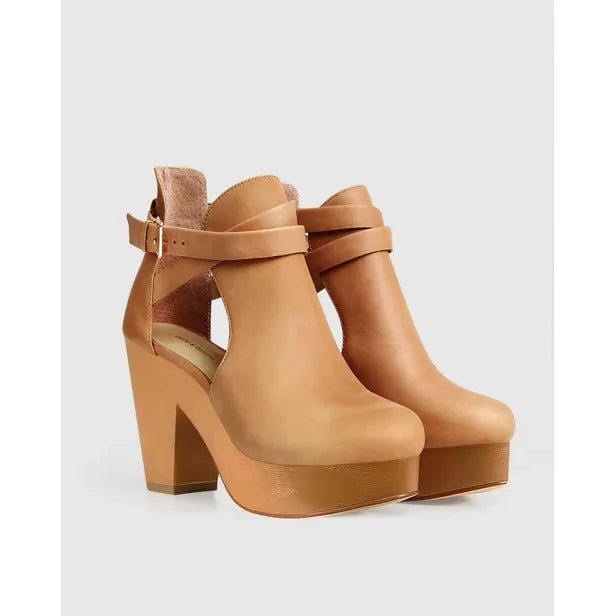 Belle & Bloom Fearless Clog Ankle Boot - Tan - Just Closeouts Canada Inc.9343608113514