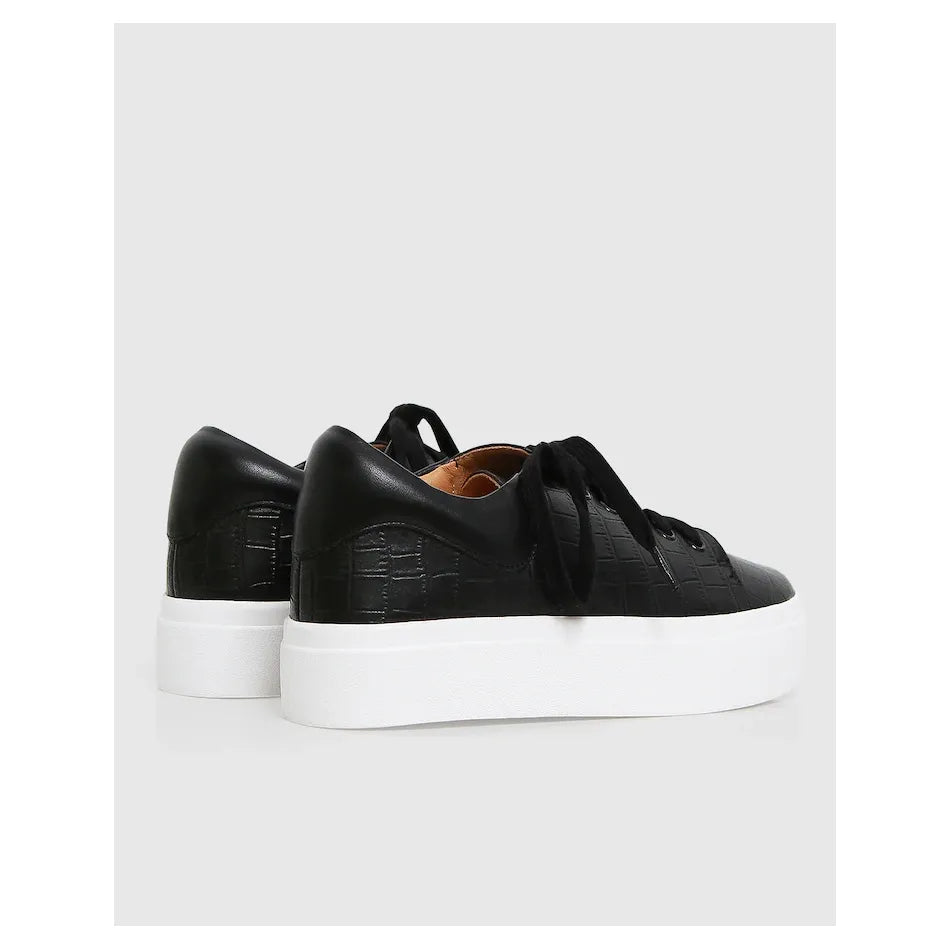 Belle & Bloom Just A Dream Croc Leather Sneaker - Black, Size 8 US - Just Closeouts Canada Inc.9343608125586