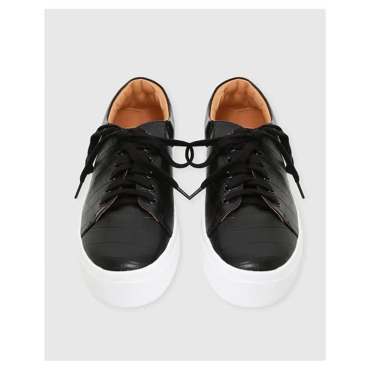 Belle & Bloom Just A Dream Croc Leather Sneaker - Black, Size 8 US - Just Closeouts Canada Inc.9343608125586