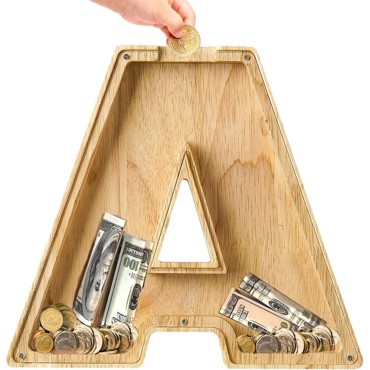 Bemaystar Letter - Piggy - Bank for Kids, Wooden Money - Box, Initial Letters Piggy - Banks for Girls Boys, 9 Inch Money Bank Coin Bank, Christmas Birthday Gifts for Kids(A) - Just Closeouts Canada Inc.