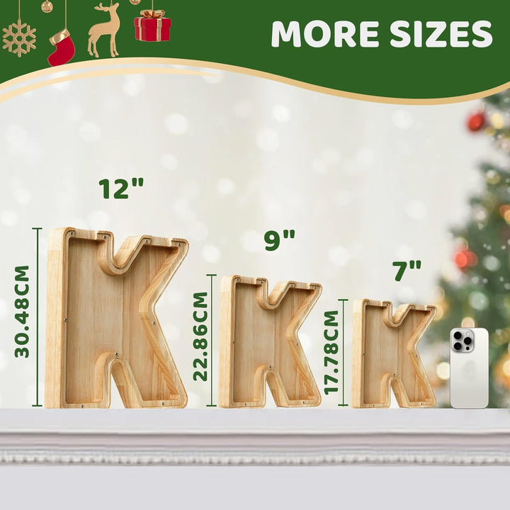 Bemaystar Letter - Piggy - Bank for Kids, Wooden Money - Box, Initial Letters Piggy - Banks for Girls Boys, 9 Inch Money Bank Coin Bank, Christmas Birthday Gifts for Kids(A) - Just Closeouts Canada Inc.