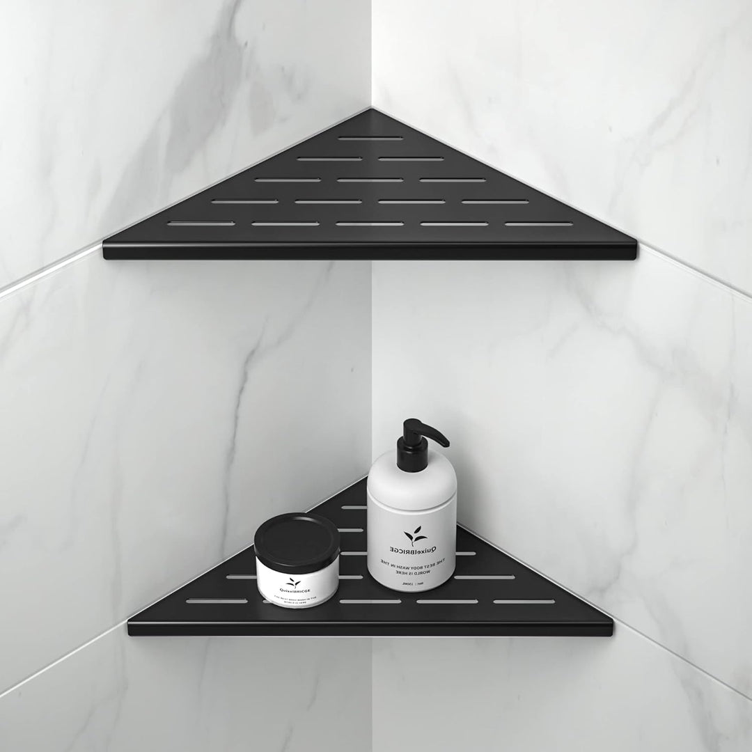 Bernkot Corner Shower Shelf 10" Matte Black 304 Stainless Steel Slot Design Recessed Corner Shelves Bathroom Shower Shelf for Tiled Wall, 2 Pack (Matte Black) - Just Closeouts Canada Inc.