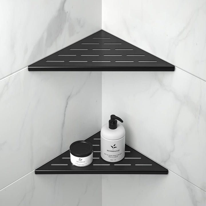 Bernkot Corner Shower Shelf 10" Matte Black 304 Stainless Steel Slot Design Recessed Corner Shelves Bathroom Shower Shelf for Tiled Wall, 2 Pack (Matte Black) - Just Closeouts Canada Inc.